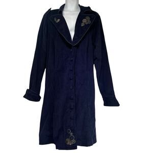 BBC Hot Topic Doctor Who 2009 Tardis Blue Double Breast Corduroy Peacoat Size 4